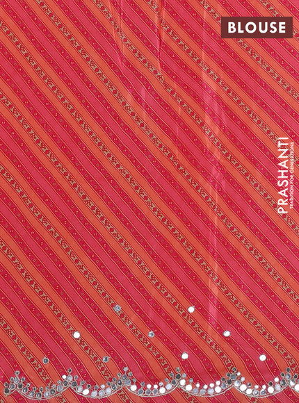 Crepe silk saree multi colour with allover ajrakh prints & mirror work embroidery and mirror embroidery pallu