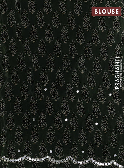 Crepe silk saree olive green and wine shade with allover ajrakh prints & mirror work embroidery and mirror embroidery pallu