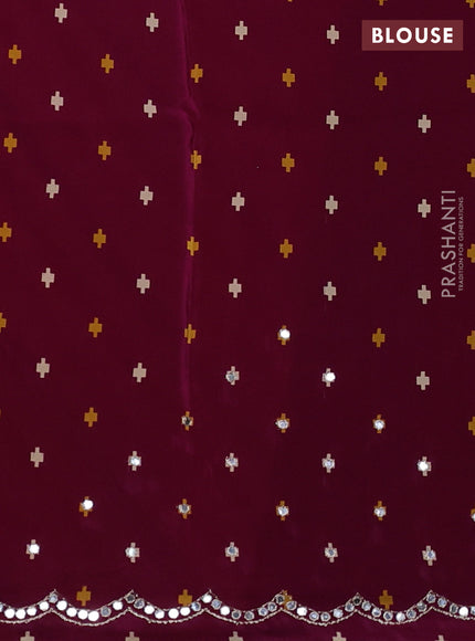 Crepe silk saree multi colour and dark magenta pink with allover leheriya pattern and ikat prints & mirror embroidery pallu