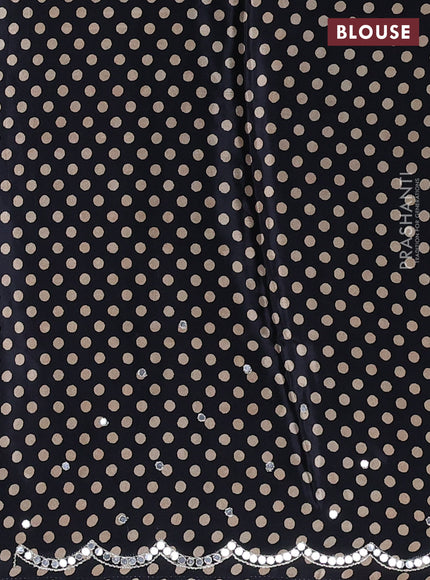 Crepe silk saree black with allover ajrakh prints & sequin work and mirror embroidery pallu