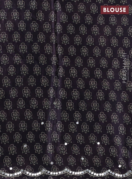 Crepe silk saree wine shade and black with allover ajrakh prints & sequin work and mirror embroidery pallu