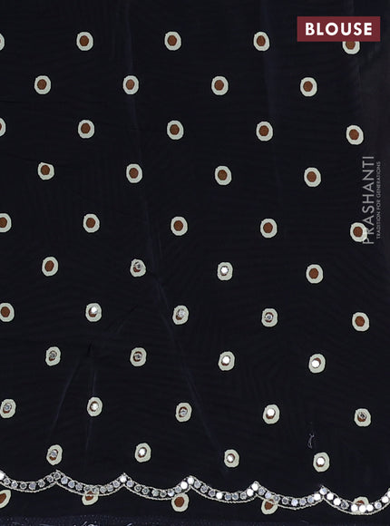 Crepe silk saree sandal and black with allover prints and mirror embroidery pallu