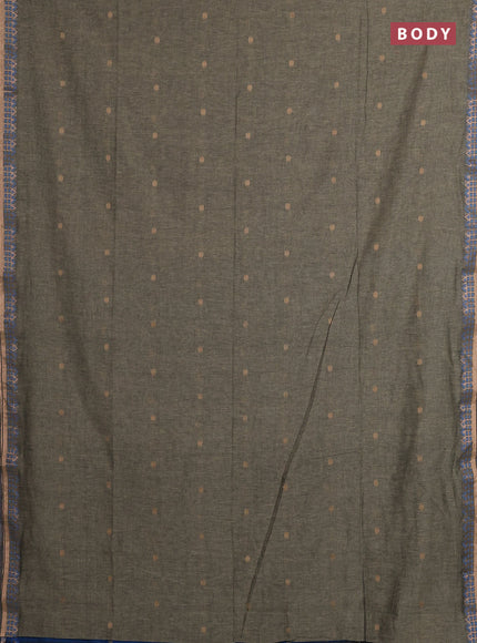 Bengal soft cotton saree pastel green and cs blue with allover thread woven buttas and zari woven border