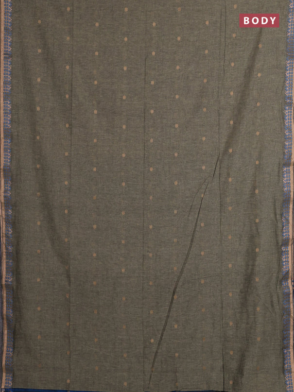 Bengal soft cotton saree pastel green and cs blue with allover thread woven buttas and zari woven border
