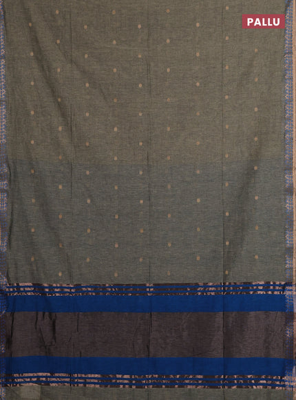 Bengal soft cotton saree pastel green and cs blue with allover thread woven buttas and zari woven border
