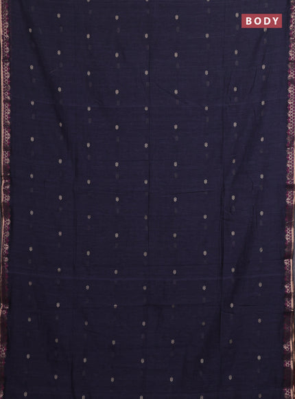 Bengal soft cotton saree grey and maroon with allover thread woven buttas and zari woven border