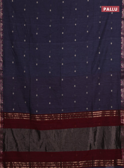 Bengal soft cotton saree grey and maroon with allover thread woven buttas and zari woven border