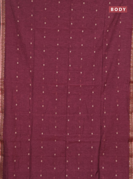 Bengal soft cotton saree mauve pink and navy blue with allover thread woven buttas and zari woven border