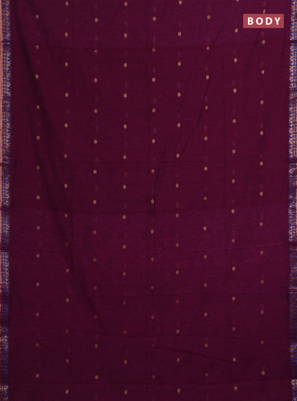 Bengal soft cotton saree magenta pink and cs blue with allover thread woven buttas and zari woven border