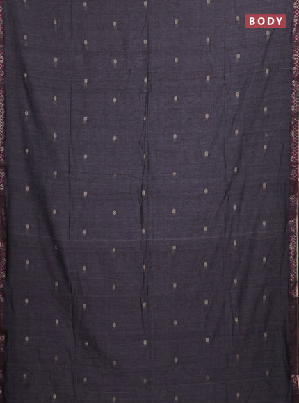Bengal soft cotton saree grey and maroon with allover thread woven buttas and zari woven border