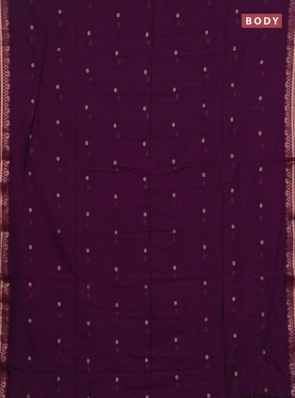 Bengal soft cotton saree purple and peacock blue with allover thread woven buttas and zari woven border