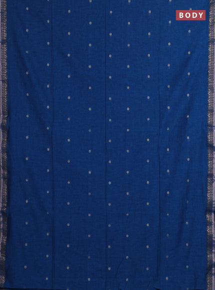 Bengal soft cotton saree cs blue and purple with allover thread woven buttas and zari woven border