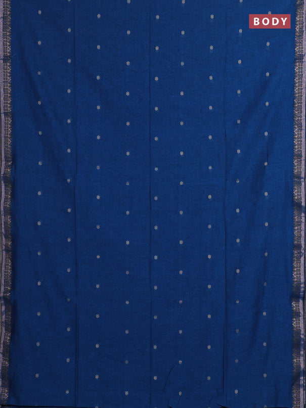 Bengal soft cotton saree cs blue and purple with allover thread woven buttas and zari woven border