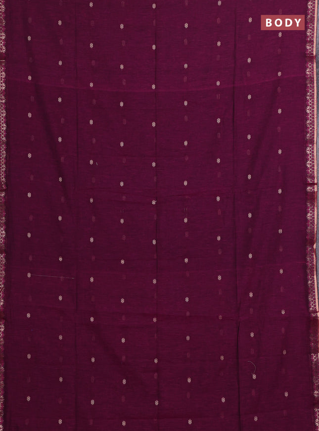 Bengal soft cotton saree magenta pink and cs blue with allover thread woven buttas and zari woven border