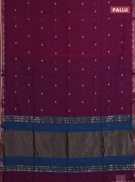 Bengal soft cotton saree magenta pink and cs blue with allover thread woven buttas and zari woven border