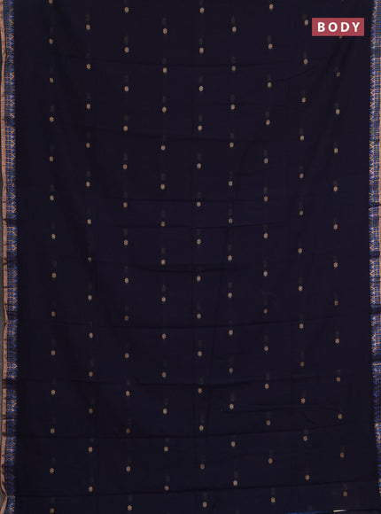 Bengal soft cotton saree navy blue and cs blue with allover thread woven buttas and zari woven border