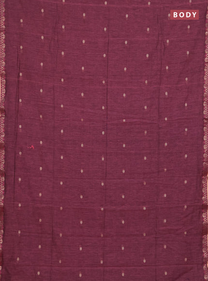 Bengal soft cotton saree pink and navy blue with allover thread woven buttas and zari woven border
