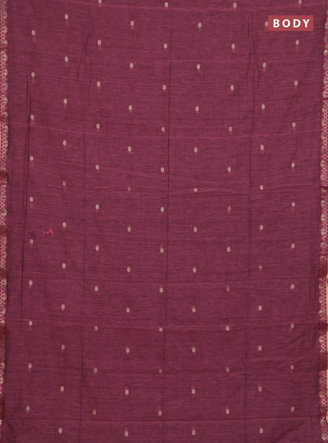 Bengal soft cotton saree pink and navy blue with allover thread woven buttas and zari woven border