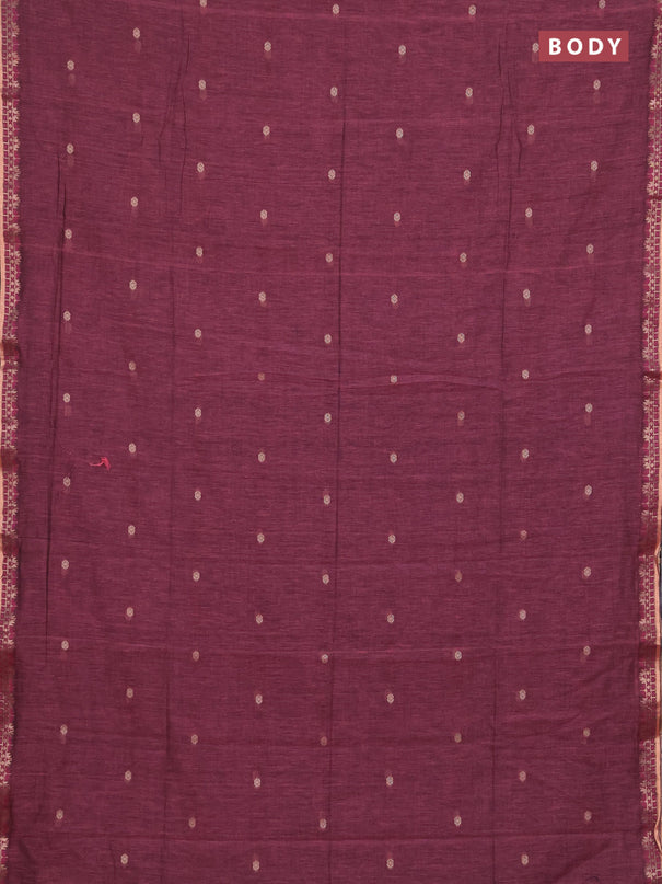 Bengal soft cotton saree pink and navy blue with allover thread woven buttas and zari woven border