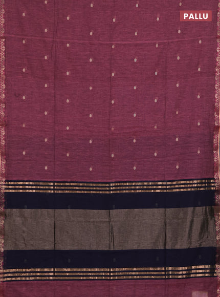 Bengal soft cotton saree pink and navy blue with allover thread woven buttas and zari woven border