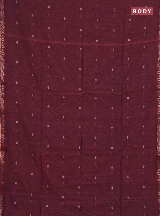 Bengal soft cotton saree pink and navy blue with allover thread woven buttas and zari woven border