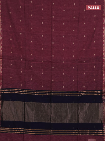 Bengal soft cotton saree pink and navy blue with allover thread woven buttas and zari woven border