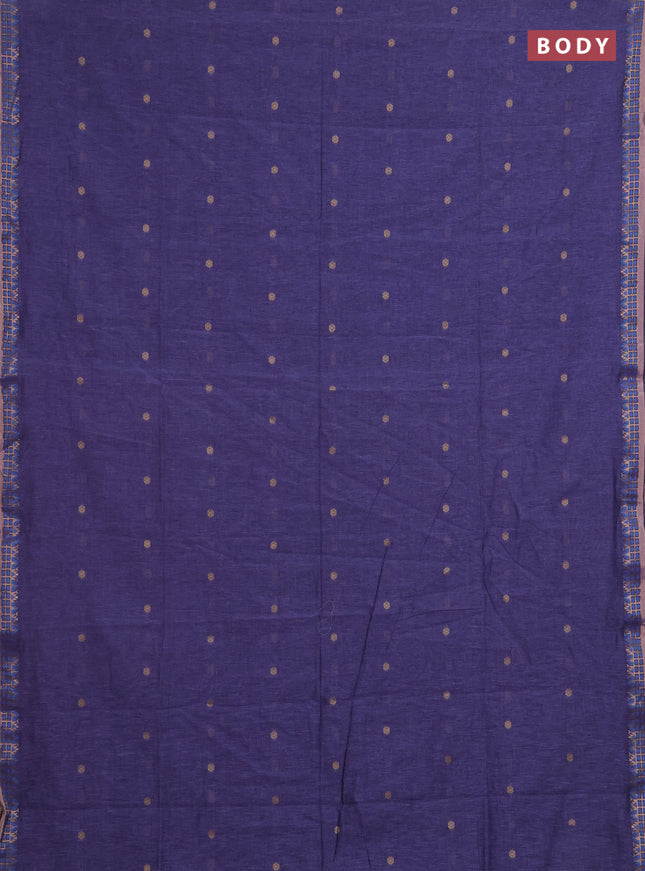 Bengal soft cotton saree lavender and mauve pink with allover thread woven buttas and zari woven border
