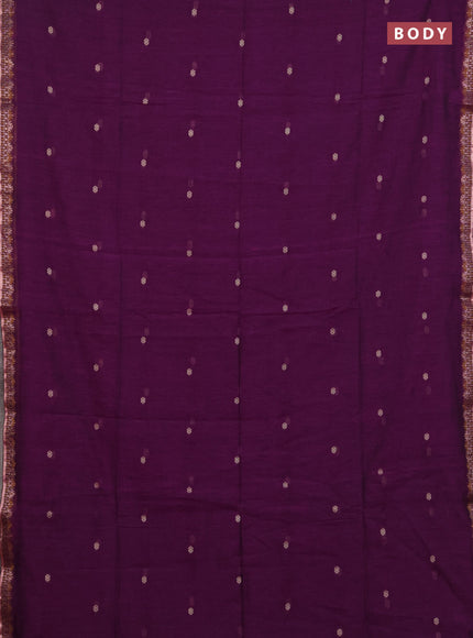 Bengal soft cotton saree purple and cs blue with allover thread woven buttas and zari woven border