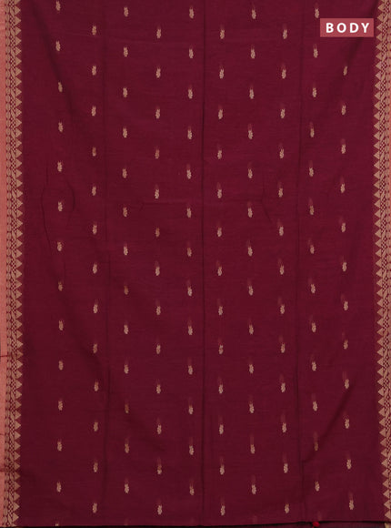 Bengal soft cotton saree pink and green with allover thread woven buttas and temple design zari woven border