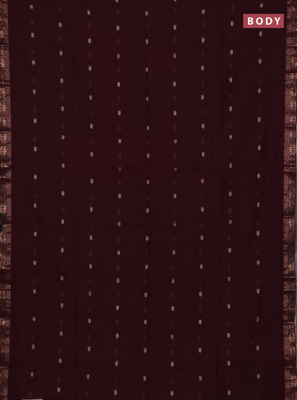 Bengal soft cotton saree deep maroon with allover thread woven buttas and zari woven butta border