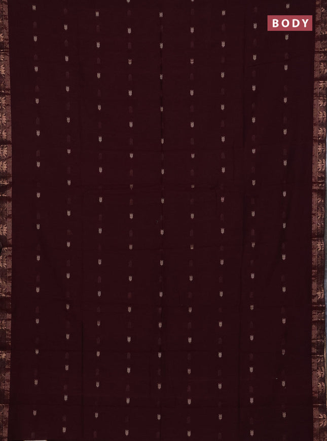 Bengal soft cotton saree deep maroon with allover thread woven buttas and zari woven butta border