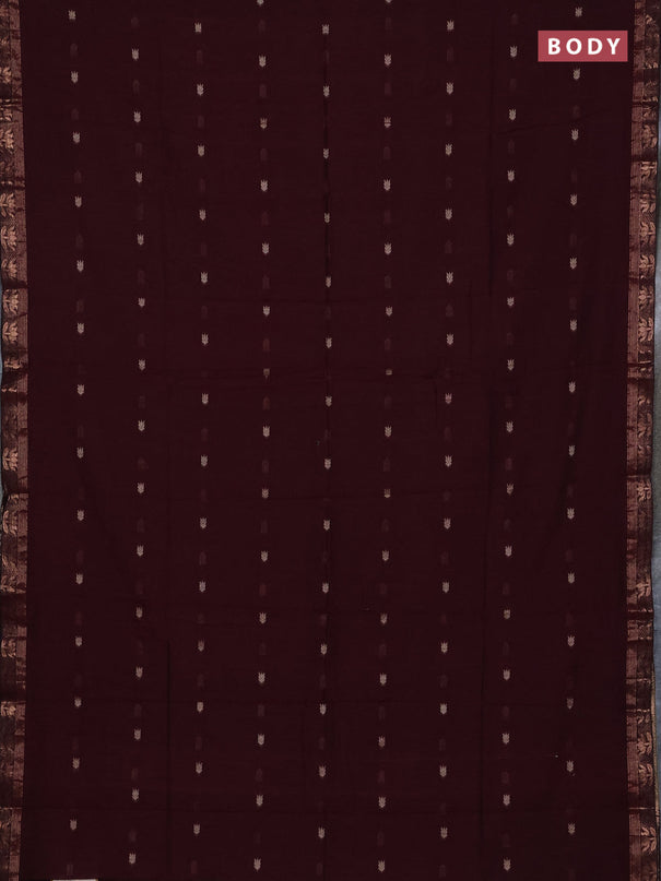 Bengal soft cotton saree deep maroon with allover thread woven buttas and zari woven butta border