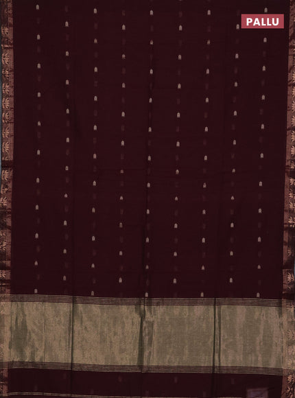 Bengal soft cotton saree deep maroon with allover thread woven buttas and zari woven butta border