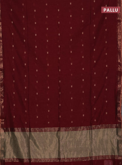Bengal soft cotton saree maroon with allover thread woven buttas and zari woven border