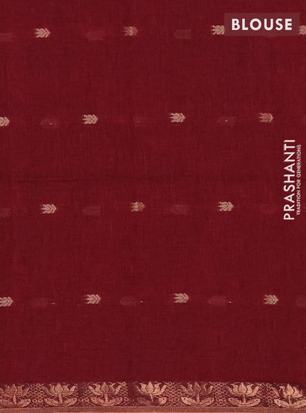 Bengal soft cotton saree maroon with allover thread woven buttas and zari woven border