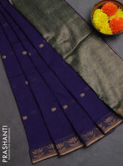 Bengal soft cotton saree violet with allover thread woven buttas and thread woven butta border