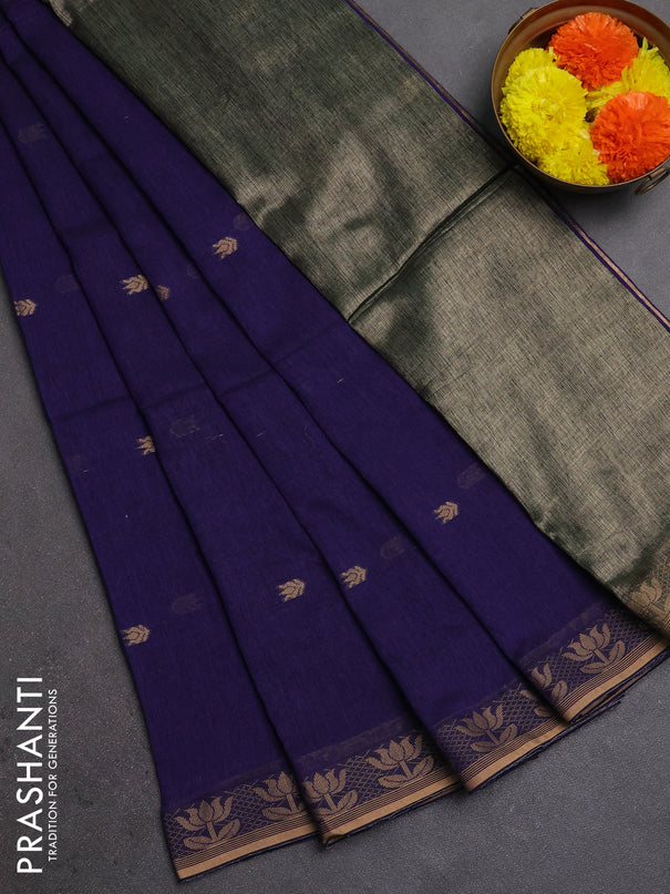 Bengal soft cotton saree violet with allover thread woven buttas and thread woven butta border