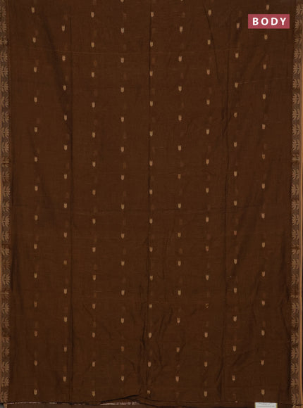 Bengal soft cotton saree dark mustard with allover thread woven buttas and thread woven butta border