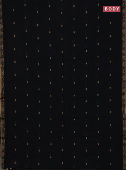Bengal soft cotton saree black with allover thread woven buttas and thread woven butta border