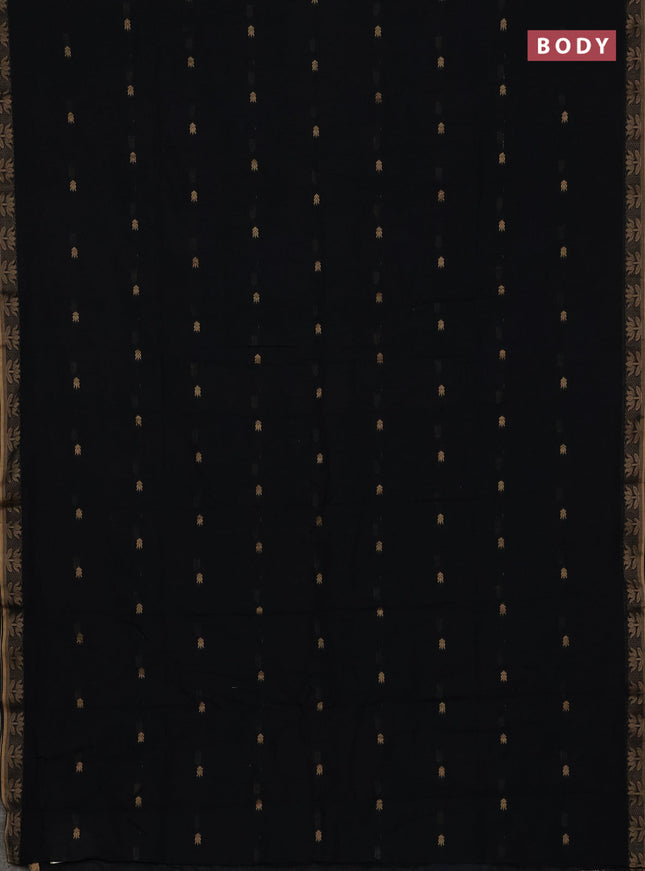 Bengal soft cotton saree black with allover thread woven buttas and thread woven butta border