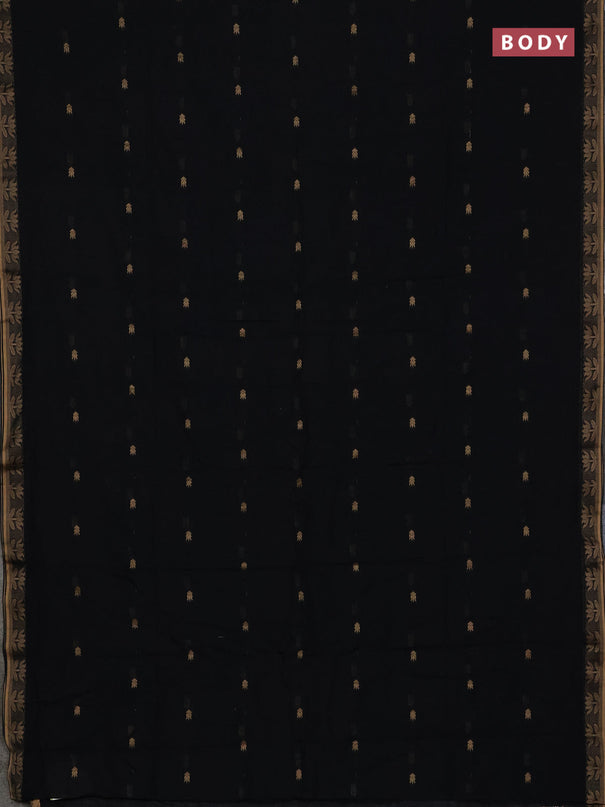 Bengal soft cotton saree black with allover thread woven buttas and thread woven butta border