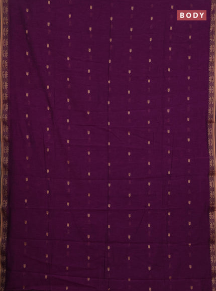 Bengal soft cotton saree purple with allover thread woven buttas and thread woven butta border