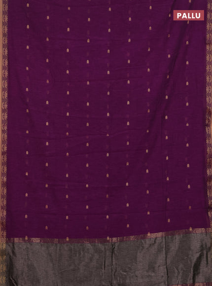 Bengal soft cotton saree purple with allover thread woven buttas and thread woven butta border