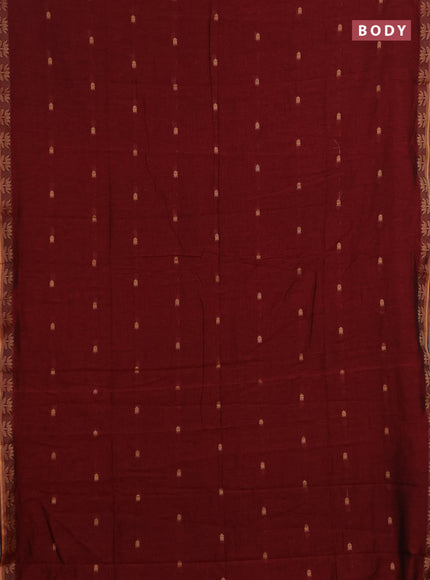 Bengal soft cotton saree deep maroon with allover thread woven buttas and thread woven butta border