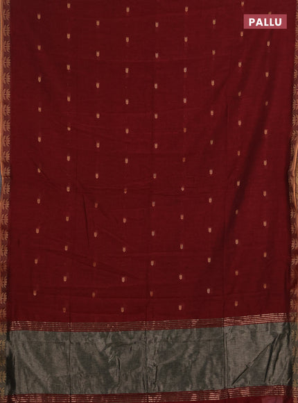 Bengal soft cotton saree deep maroon with allover thread woven buttas and thread woven butta border