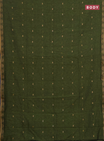 Bengal soft cotton saree sap green with allover thread woven buttas and thread woven butta border