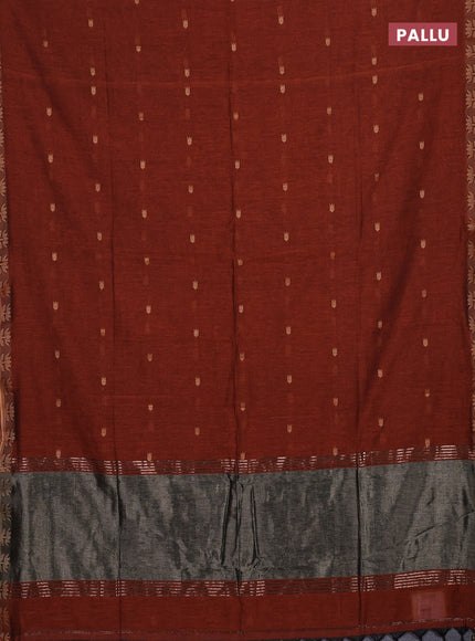 Bengal soft cotton saree dark mustard with allover thread woven buttas and thread woven butta border