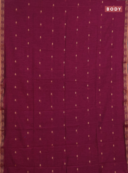 Bengal soft cotton saree magenta pink with allover thread woven buttas and thread woven butta border