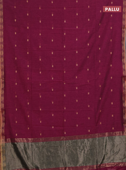 Bengal soft cotton saree magenta pink with allover thread woven buttas and thread woven butta border