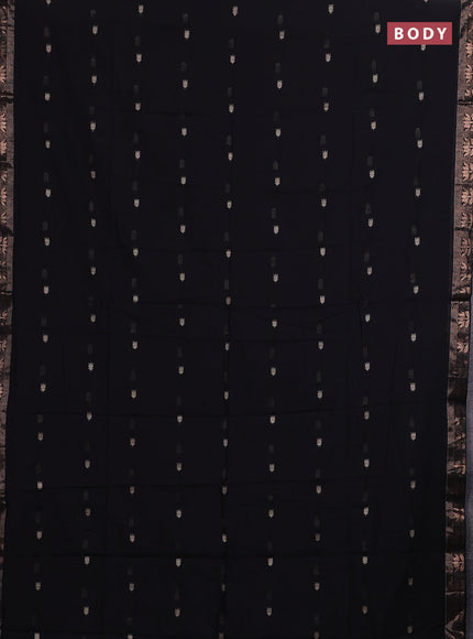 Bengal soft cotton saree black with allover thread woven buttas and zari woven butta border